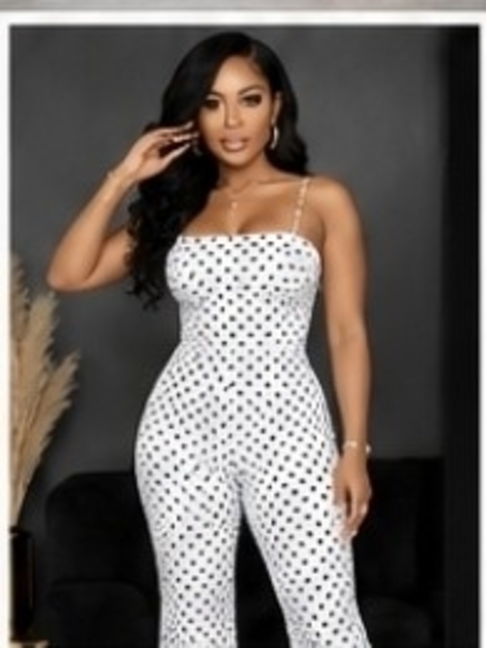 075 Classic Polka Dot Strap Jumpsuit - White/Black
